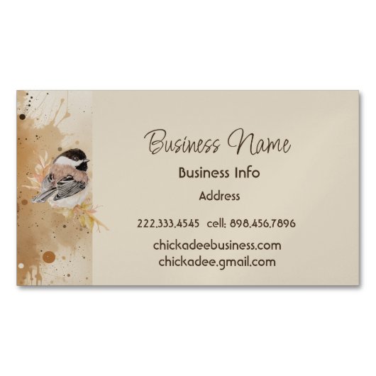 Custom Business Chickadee Bird Business マグネット名刺 (正面)