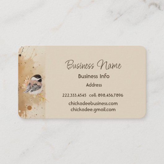 Custom Business Chickadee Bird Business 名刺 (正面)