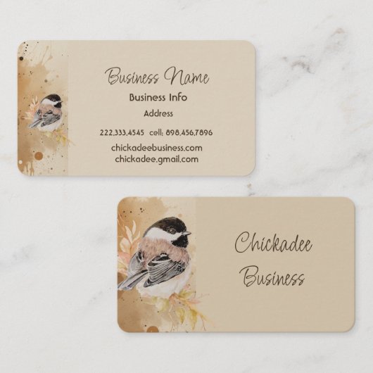 Custom Business Chickadee Bird Business 名刺 (正面/裏面)