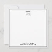 Custom Business Company Logo Black Double Border ノートカード (正面)