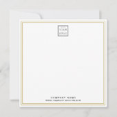Custom Business Company Logo Gold Double Border ノートカード (正面)
