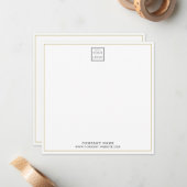 Custom Business Company Logo Gold Square ノートカード (正面/裏面インサイチュ)