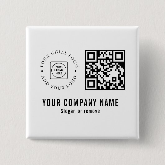 Custom Business Company Logo QR Code Minimalist 缶バッジ (正面)