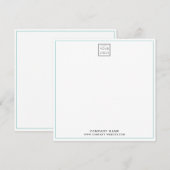Custom Business Company Logo Teal Square ノートカード (正面/裏面)
