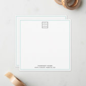Custom Business Company Logo Teal Square ノートカード (正面/裏面インサイチュ)