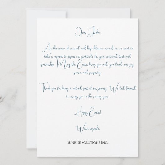 Custom Business Easter Greeting Card  カード (裏面)