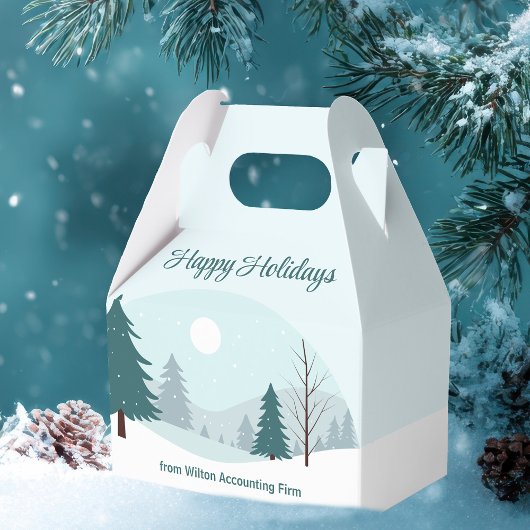 Custom Business Holiday Party Beautiful Winter フェイバーボックス