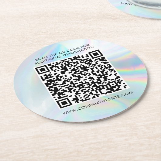 Custom Business Holographic QR Code Marketing ラウンドペーパーコースター (アングル)