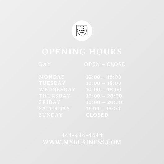 Custom Business Hours Logo AI+ door sign ウィンドウサイン (シート)