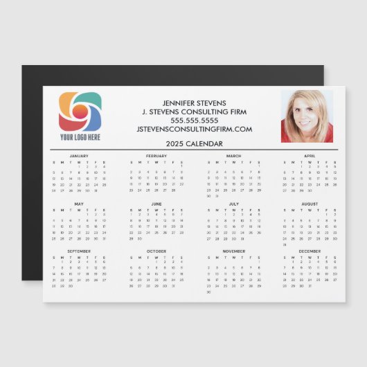 Custom Business Logo 2025 Company Calendar Magnet (正面/裏面)