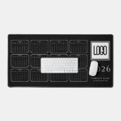 Custom Business Logo 2026 Black Calendar Desk Mat デスクマット (キーボード&マウス)