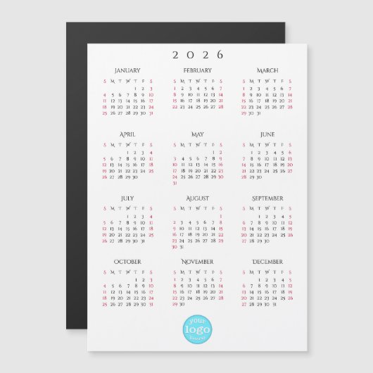 Custom Business Logo 2026 Calendar Holiday Cards (正面/裏面)