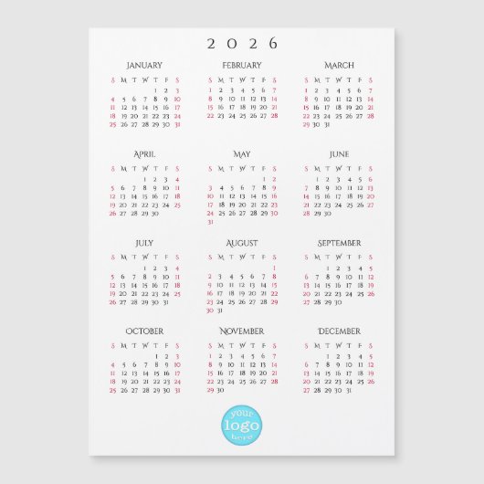 Custom Business Logo 2026 Calendar Holiday Cards (正面)