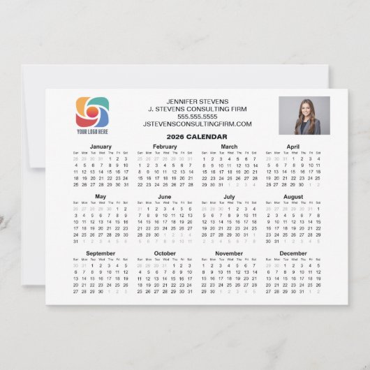Custom Business Logo 2026 Company Calendar Card (正面)