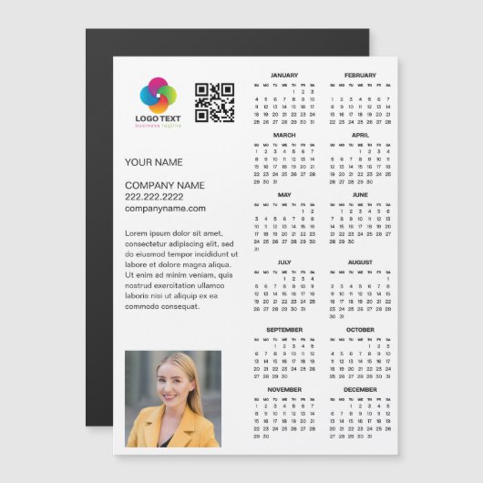 Custom Business Logo 2026 Company Calendar Magnet (正面/裏面)