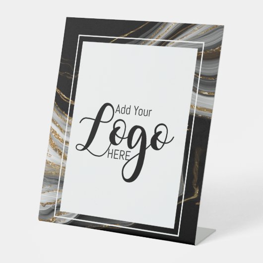 custom business logo advertising marble 台座サイン (正面)