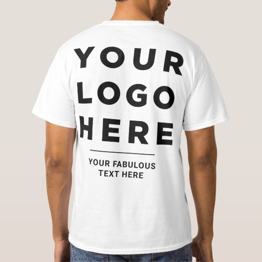 Custom Business Logo and Text front and back Tシャツ (裏面)