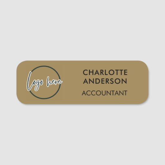 Custom Business Logo Basic Employee Gold Staff  名札 (正面)