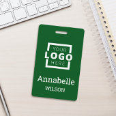 Custom Business Logo Basic Employee Name Green バッジ