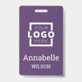 Custom Business Logo Basic Employee Name Purple バッジ (正面)