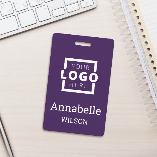 Custom Business Logo Basic Employee Name Purple バッジ