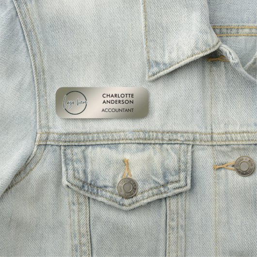 Custom Business Logo Basic Employee Silver  Staff  名札 (インサイチュ)