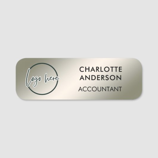 Custom Business Logo Basic Employee Silver  Staff  名札 (正面)