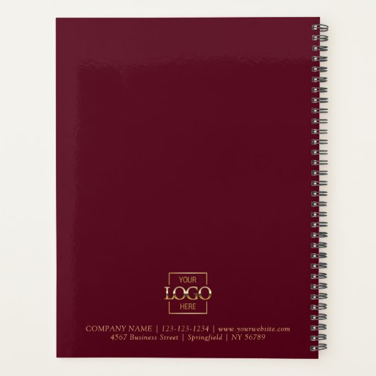 Custom Business Logo & Branding Monogram Initials プランナー手帳 (裏面)