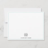  Custom Business Logo Company Branded Teal Border ノートカード (正面)
