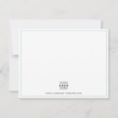  Custom Business Logo Company Branded Teal Border ノートカード (裏面)