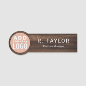 Custom Business Logo Company Manager Rustic 名札 (正面)