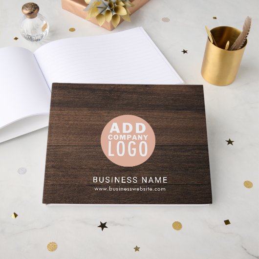 Custom Business Logo Company Visitors Rustic ゲストブック (正面見開き)