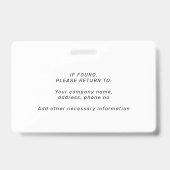 Custom business logo employee name title ID バッジ (裏面)