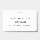 Custom business logo employee name title photo ID バッジ (裏面)