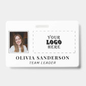 Custom business logo employee name title photo ID バッジ (正面)