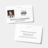 Custom business logo employee name title photo ID バッジ (正面＆裏面)