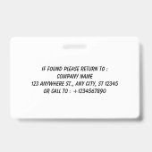 Custom Business Logo Employee Photo Blue ID Badge バッジ (裏面)