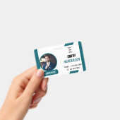 Custom Business Logo Employee Photo Blue ID Badge バッジ (手持ち)