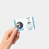 Custom Business Logo Employee Photo Blue ID Badge バッジ (手持ち)