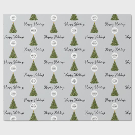 Custom Business Logo Happy Holidays ラッピングペーパー (フラット)