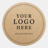 Custom Business Logo On Kraft Paper Style Branded ラウンドシール (正面)