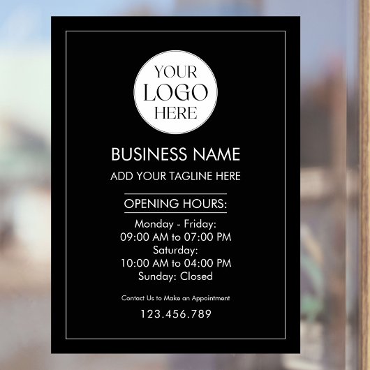 Custom Business Logo Opening Hour Modern Simple ウィンドウサイン