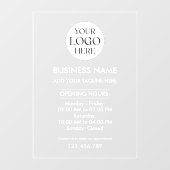 Custom Business Logo Opening Hour Professional ウィンドウサイン (シート)