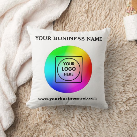 Custom Business Logo Personalized Throw Pillow クッション (ブランケット)