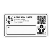 Custom Business Logo QR code Fragile Warn Shipping ラベル (正面)
