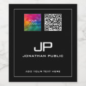 Custom Business Logo QR Code Monogrammed Template ワインラベル (シングルラベル)