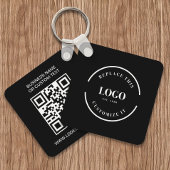 Custom Business Logo QR code website text black キーホルダー