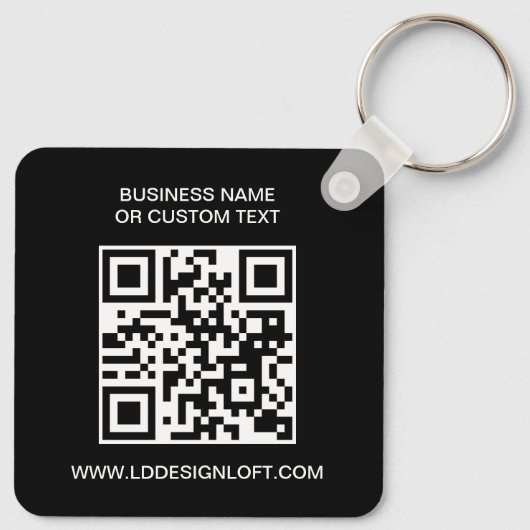 Custom Business Logo QR code website text black キーホルダー (裏面)