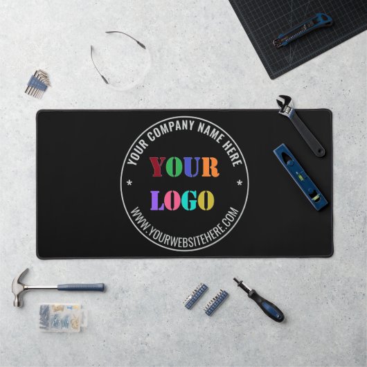Custom Business Logo Text Branded Desk Mat Example デスクマット (ワークステーション)