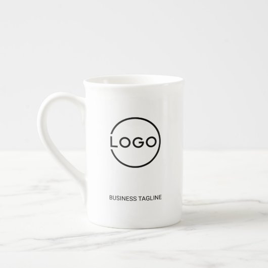 Custom Business Logo with Custom Text Coffee Mug ボーンチャイナマグカップ (左)